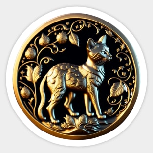 Just a Golden Cat Coin Ornament Sticker